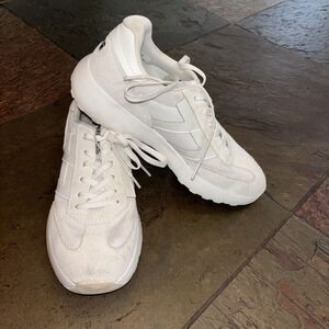 Le Tigre Women Baxter White Running Shoes 8.5 Leather Textile Tie Low Tops